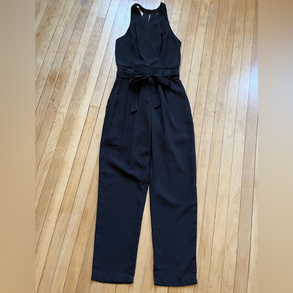 Lulu's Black Sleeveless Belted Jumpsuit
